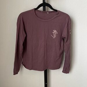 Long Sleeve Purple Cropped Top Plant Dreams Give Them Love and Grow A Happy Life